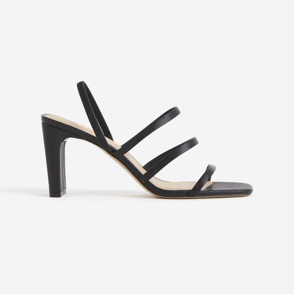 H&M Sandals Heeled NWT Size 9 Black Cream Square Toes - Picture 2 of 9